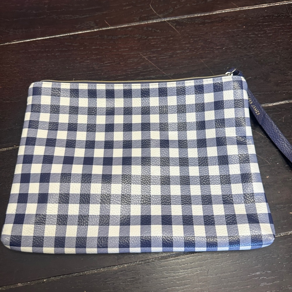 Draper James Navy and White Gingham Clutch